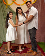 White Cutwork Collared Family Set