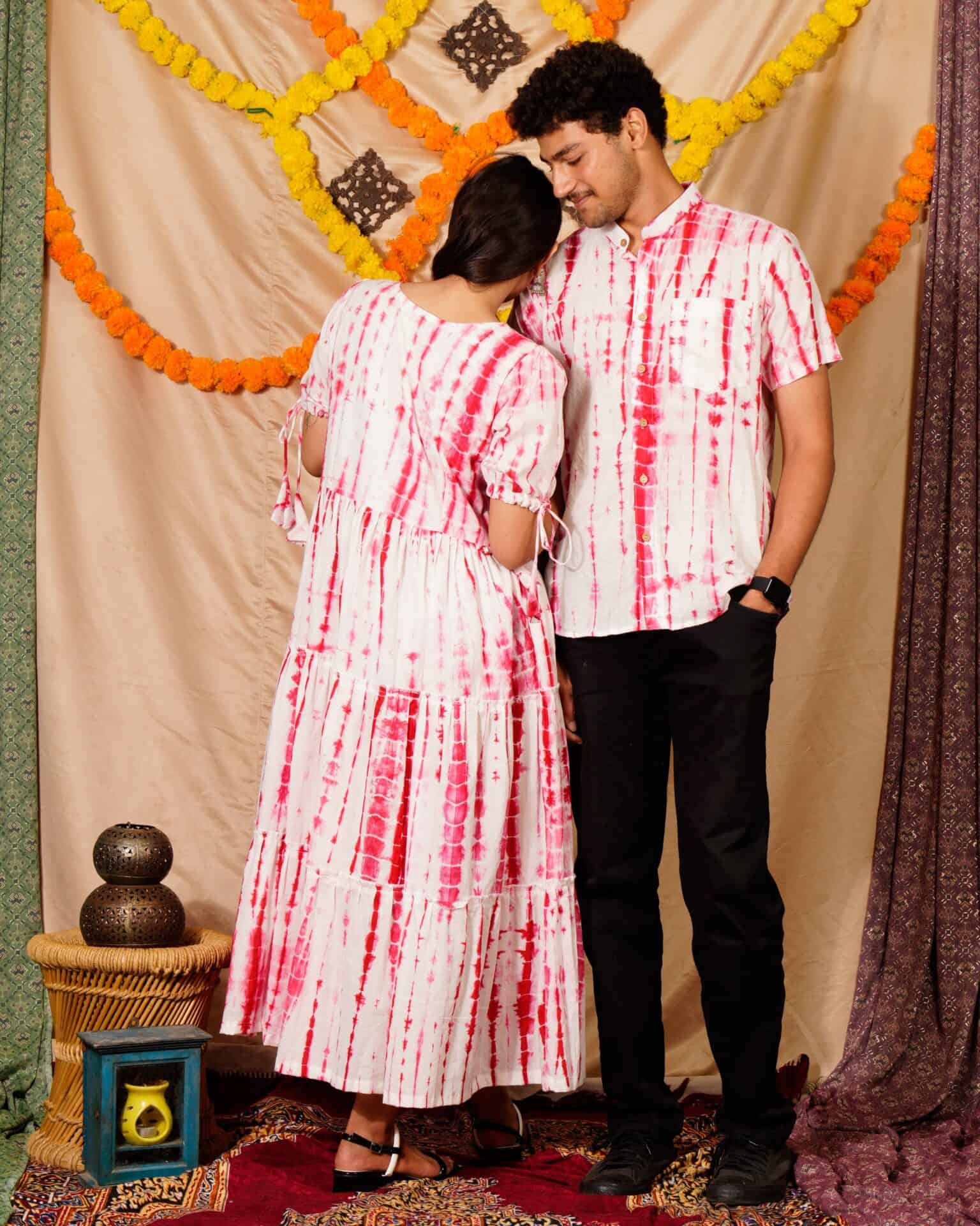 Red Shibori Couple Set