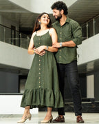 Green Checkered Strappy Couple Set