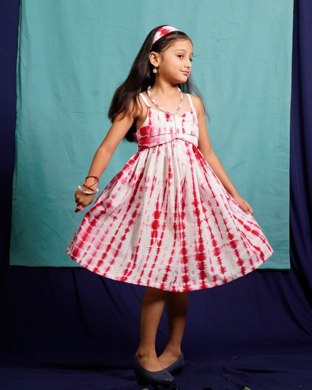 Red Shibori Kids Dress