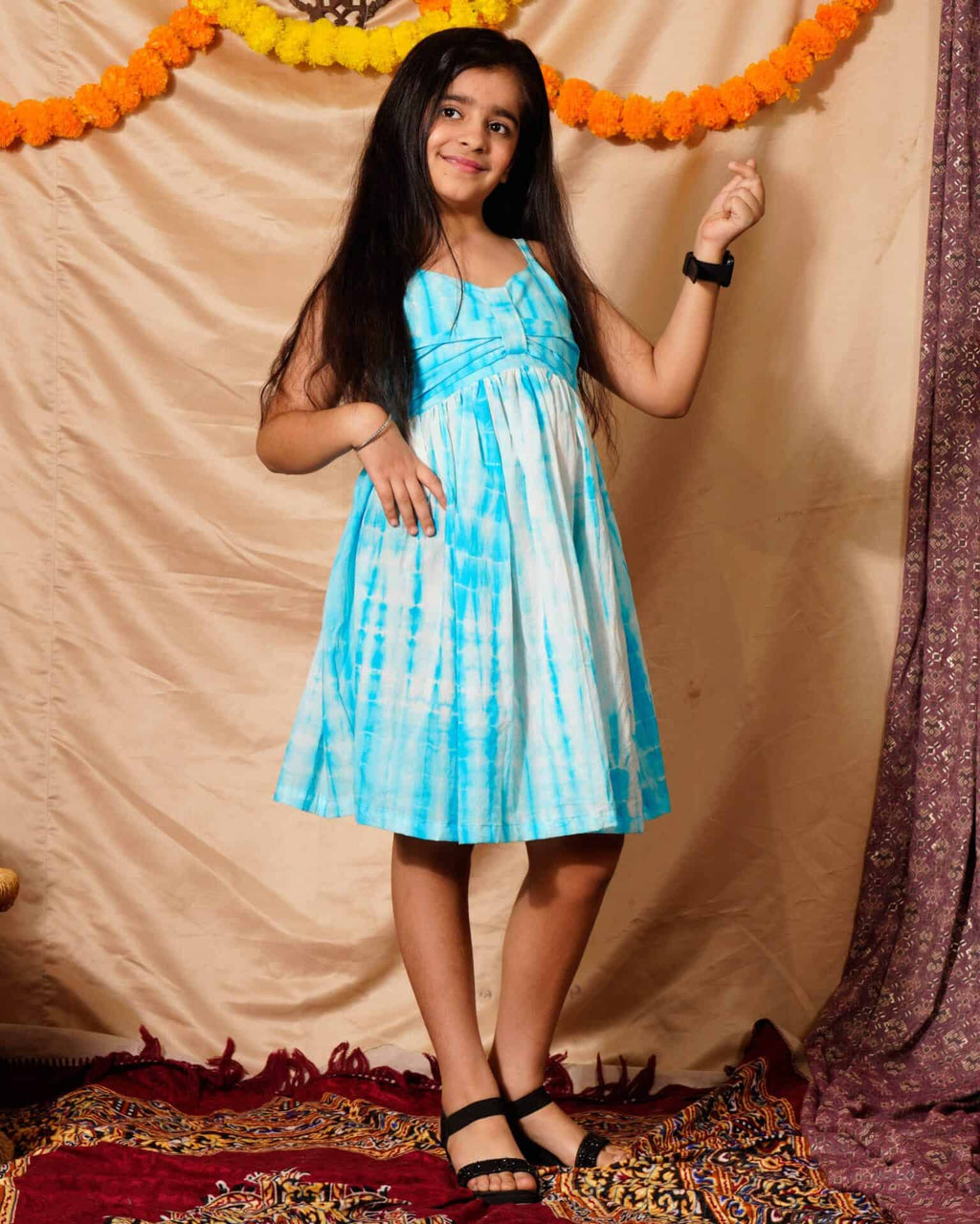 Blue Shibori Kids Dress