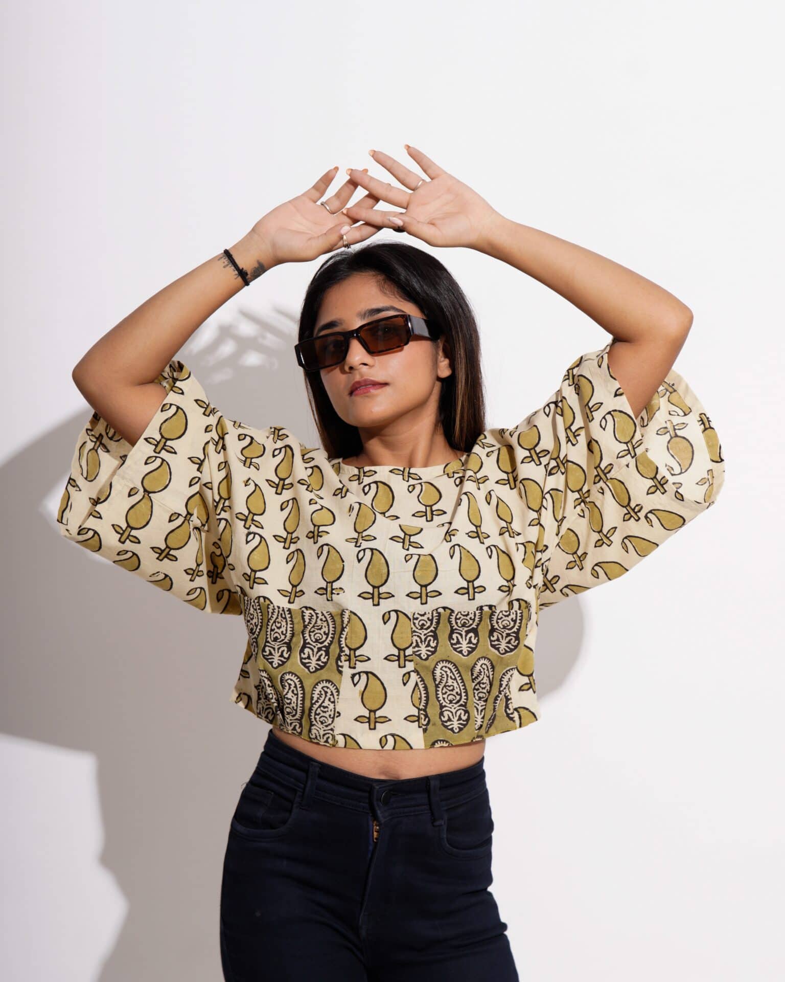 Mustard Block Crop Top