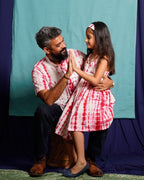Red Shibori Father Daughter Twinning