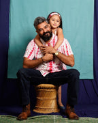 Red Shibori Father Daughter Twinning