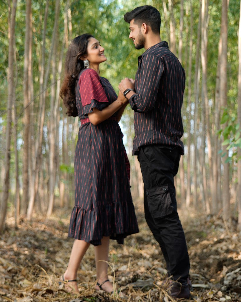Black Diverting Threads Couple Set