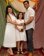 White Cutwork Collared Family Set