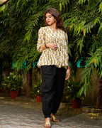 Mustard Block Print Short Kurti