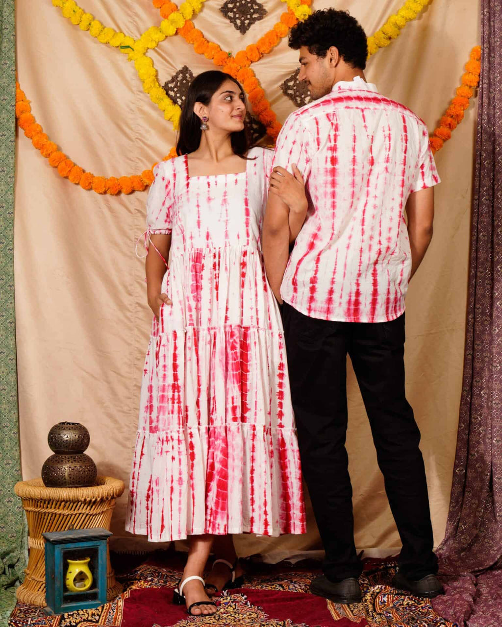 Red Shibori Couple Set