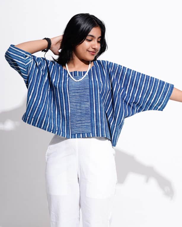 Indigo Stripes Crop Top