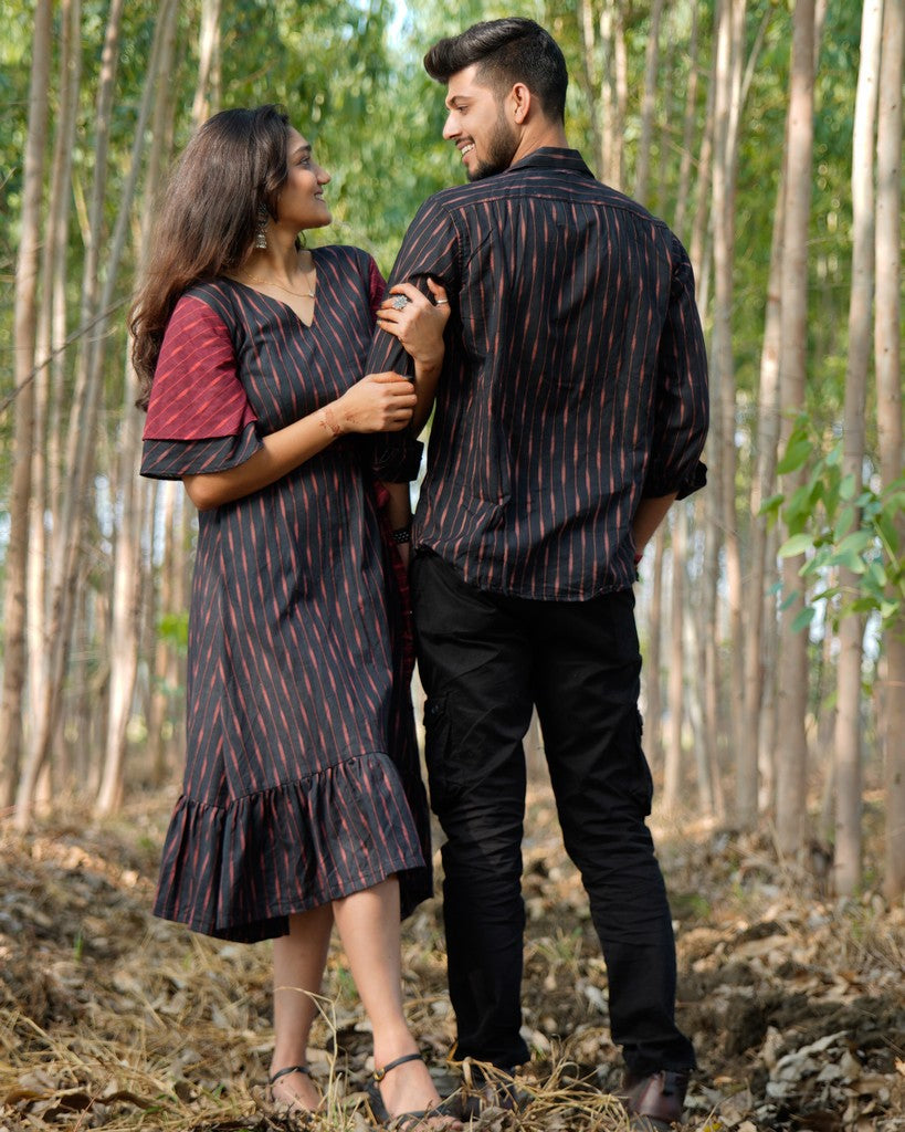 Black Diverting Threads Couple Set