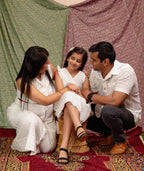 White Cutwork Collared Family Set