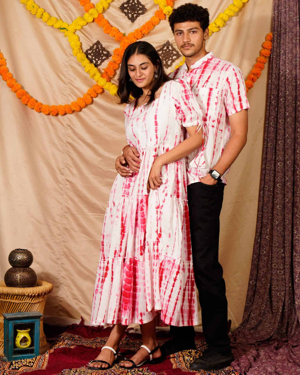 Red Shibori Couple Set