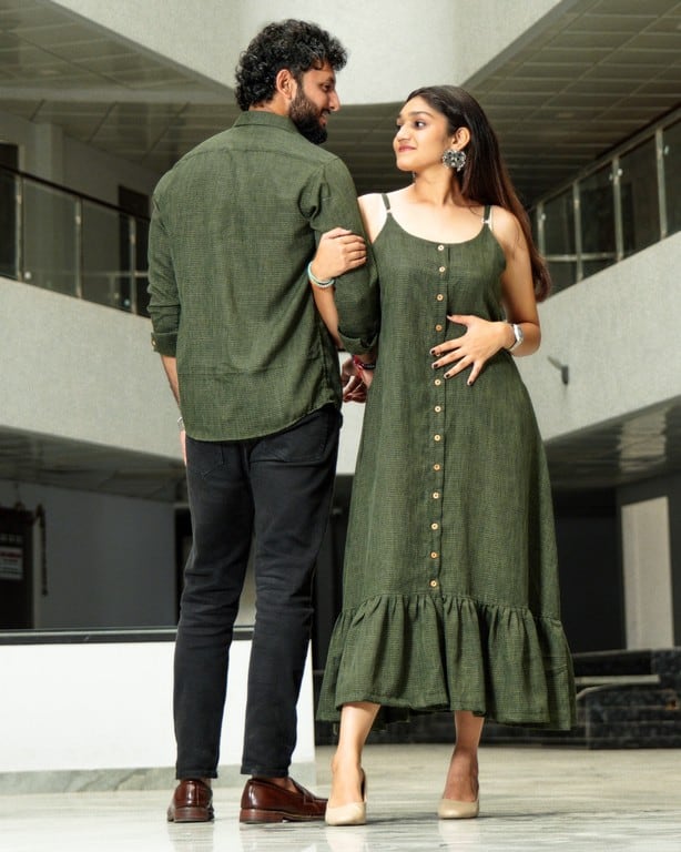Green Checkered Strappy Couple Set