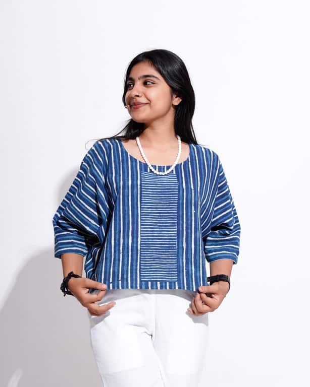 Indigo Stripes Crop Top
