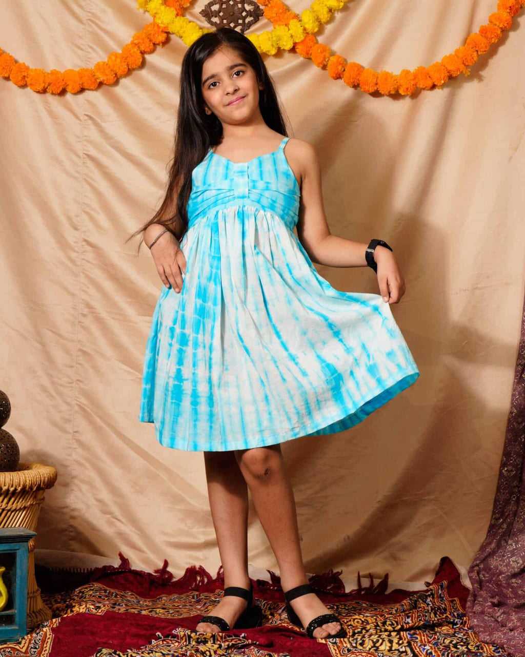 Blue Shibori Kids Dress