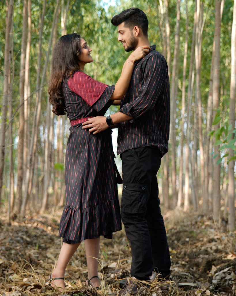 Black Diverting Threads Couple Set