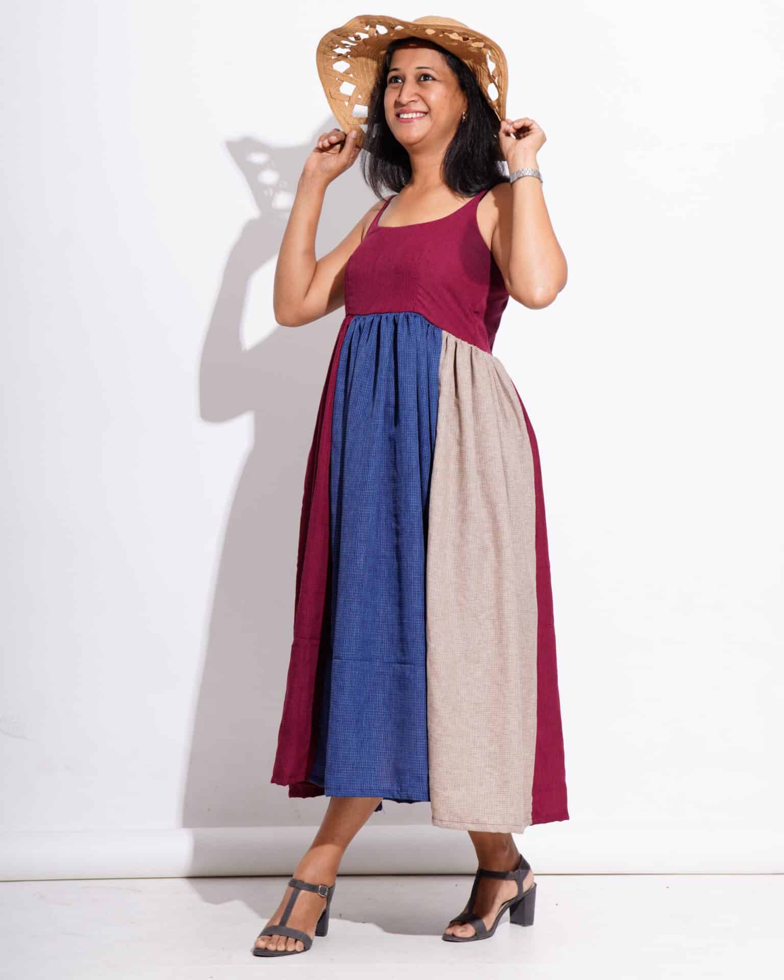 Electric Maroon Sleeveless Dress