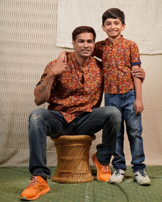 Leafy Wood Blue Father Son Twinning