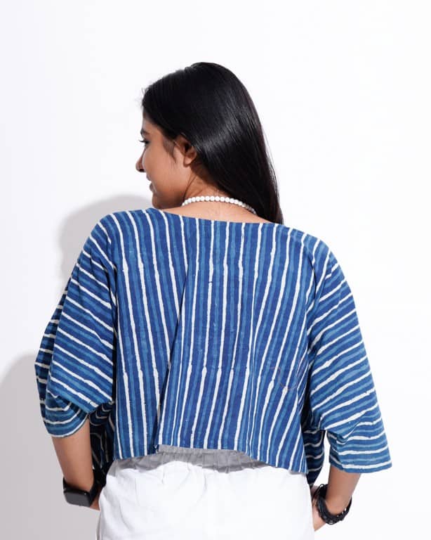 Indigo Stripes Crop Top