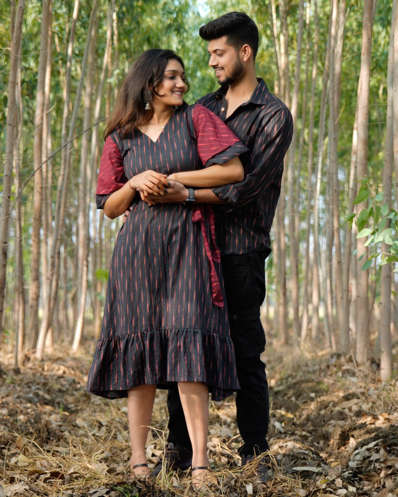 Black Diverting Threads Couple Set