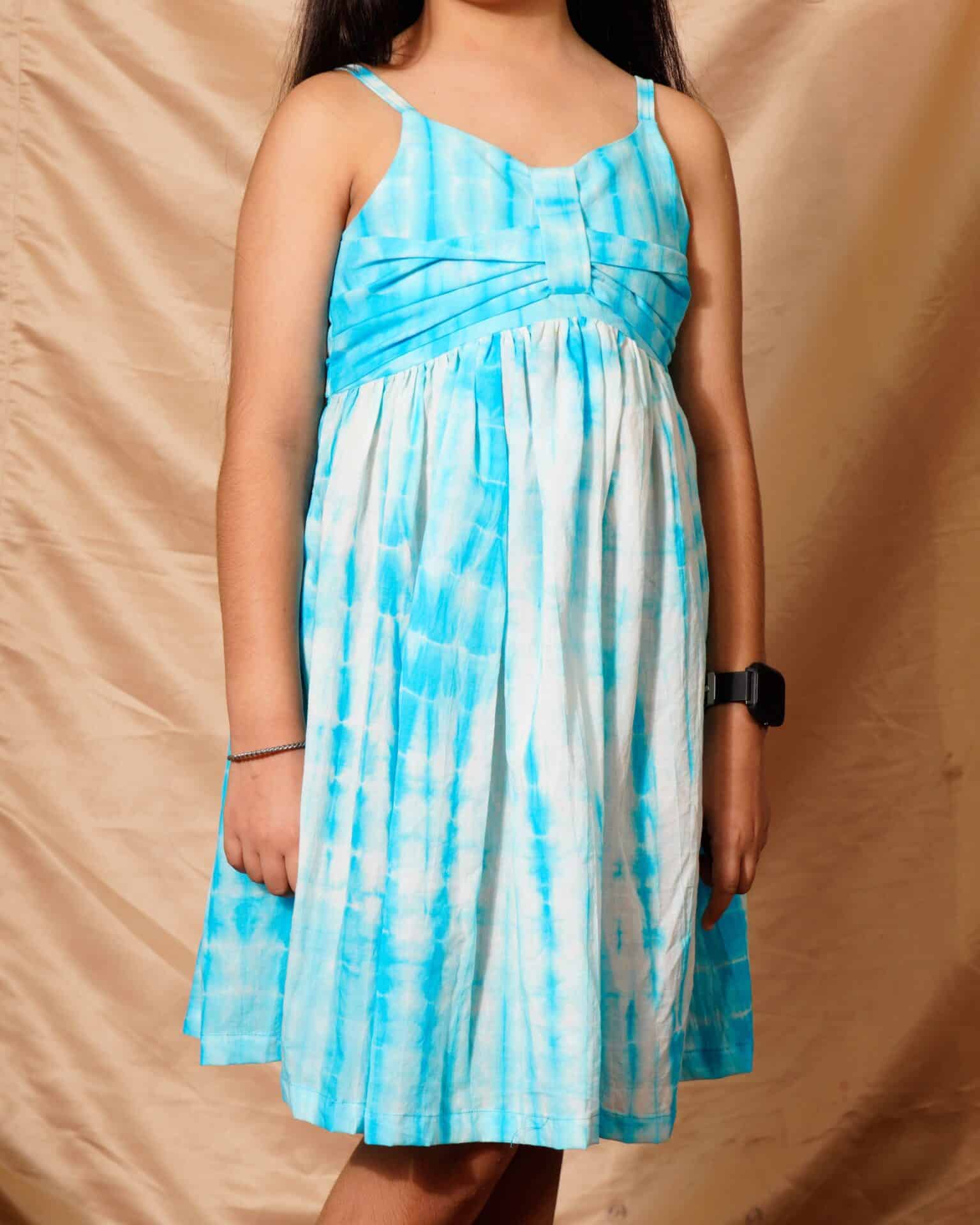 Blue Shibori Kids Dress