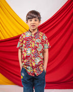 Leafing Red Floral Kids Shirt