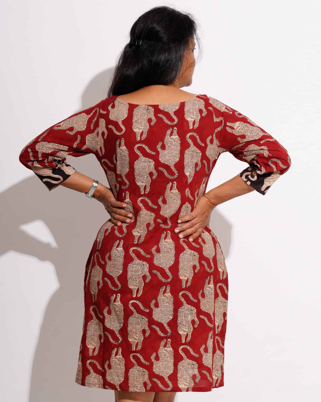 Red Kitty Puff Sleeves Shift Dress