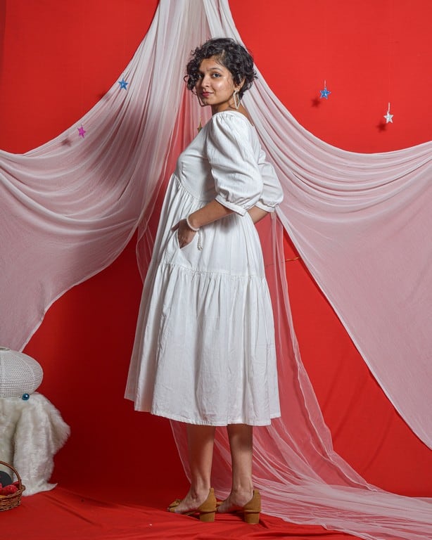 Snowy White Tiered Dress