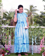 Blue Shibori Punch Maxi Maternity Dress