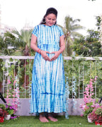 Blue Shibori Punch Maxi Maternity Dress