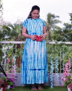 Blue Shibori Punch Maxi Maternity Dress