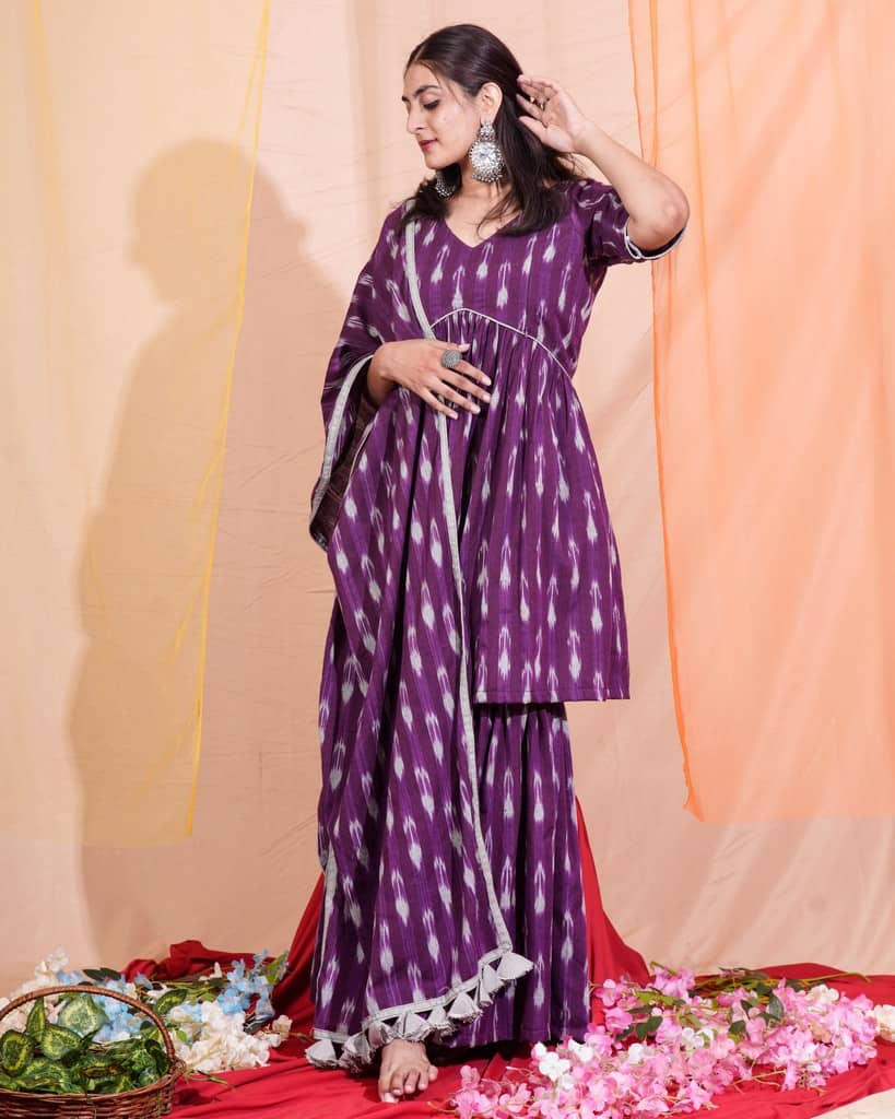 Purple Aster Sharara Set