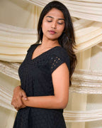 Panel Black Cutwork Short Dress