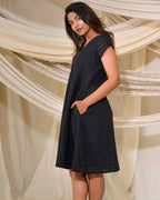 Panel Black Cutwork Short Dress