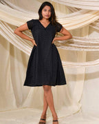 Panel Black Cutwork Short Dress