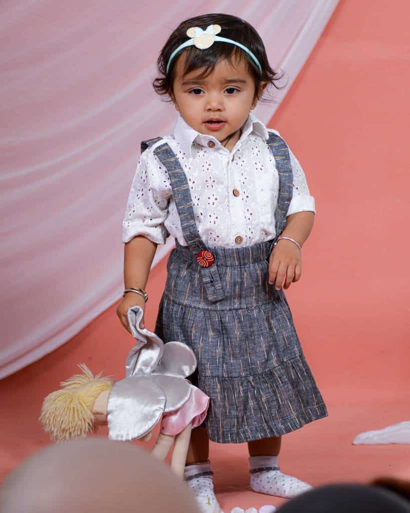 Grey Glorious Skirt with White Shirt