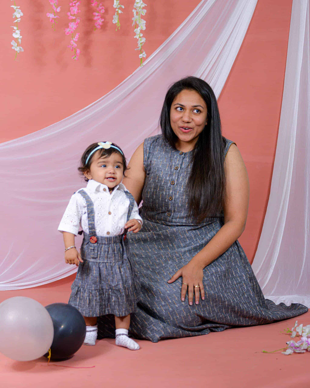 Grey Glorious Mother Daughter Twinning