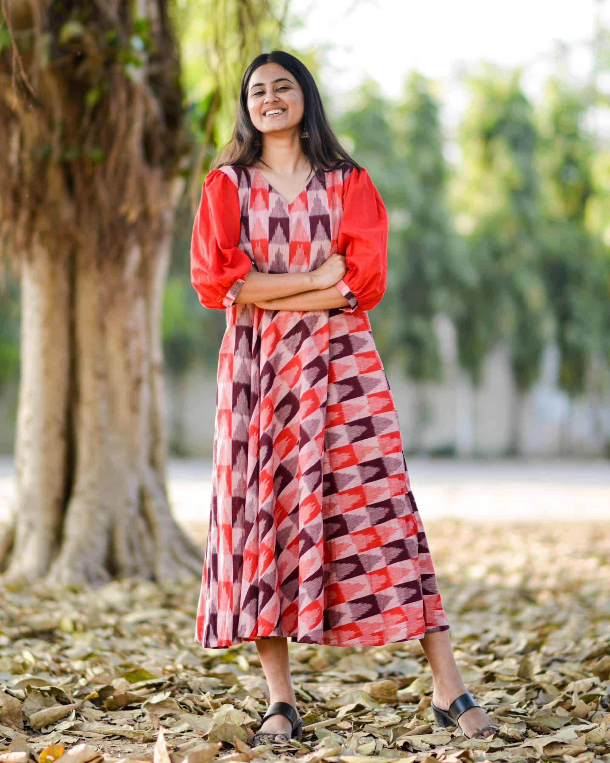 Red Multi Ikat Dress