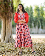 Red Multi Ikat Mother Daughter Twinning