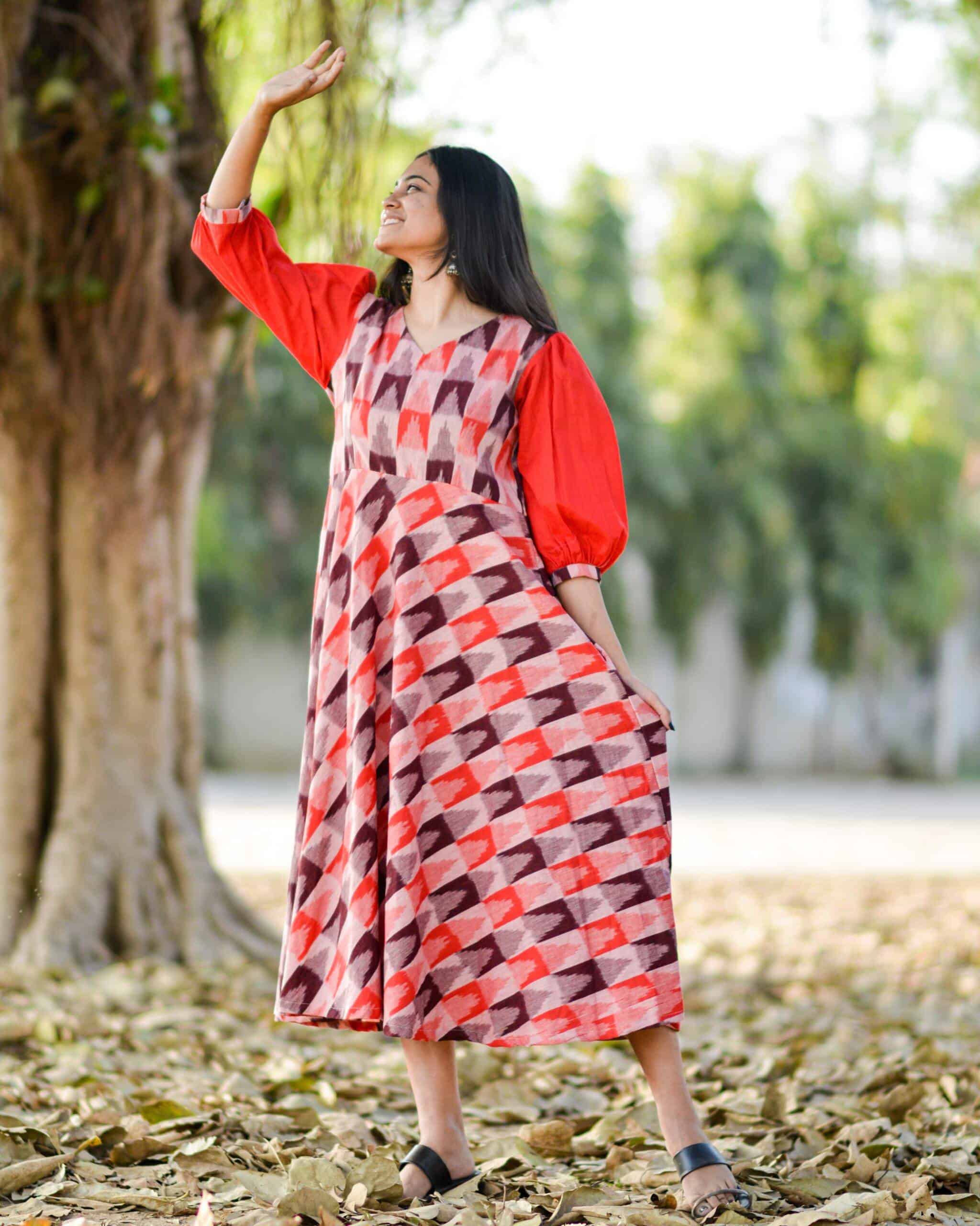 Red Multi Ikat Dress Main image