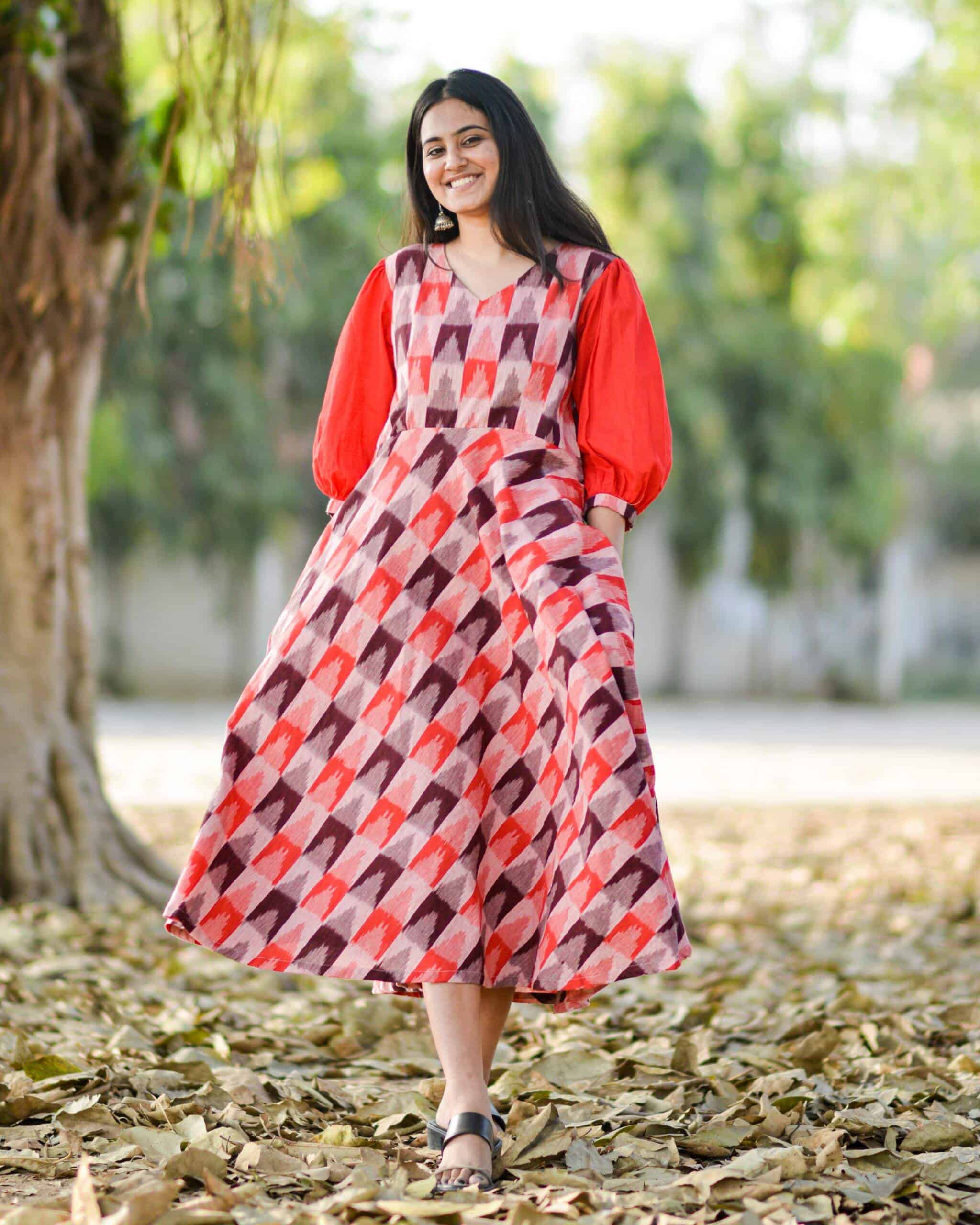 Red Multi Ikat Dress Secondary image