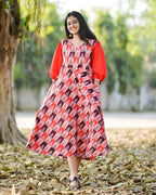 Red Multi Ikat Mother Daughter Twinning