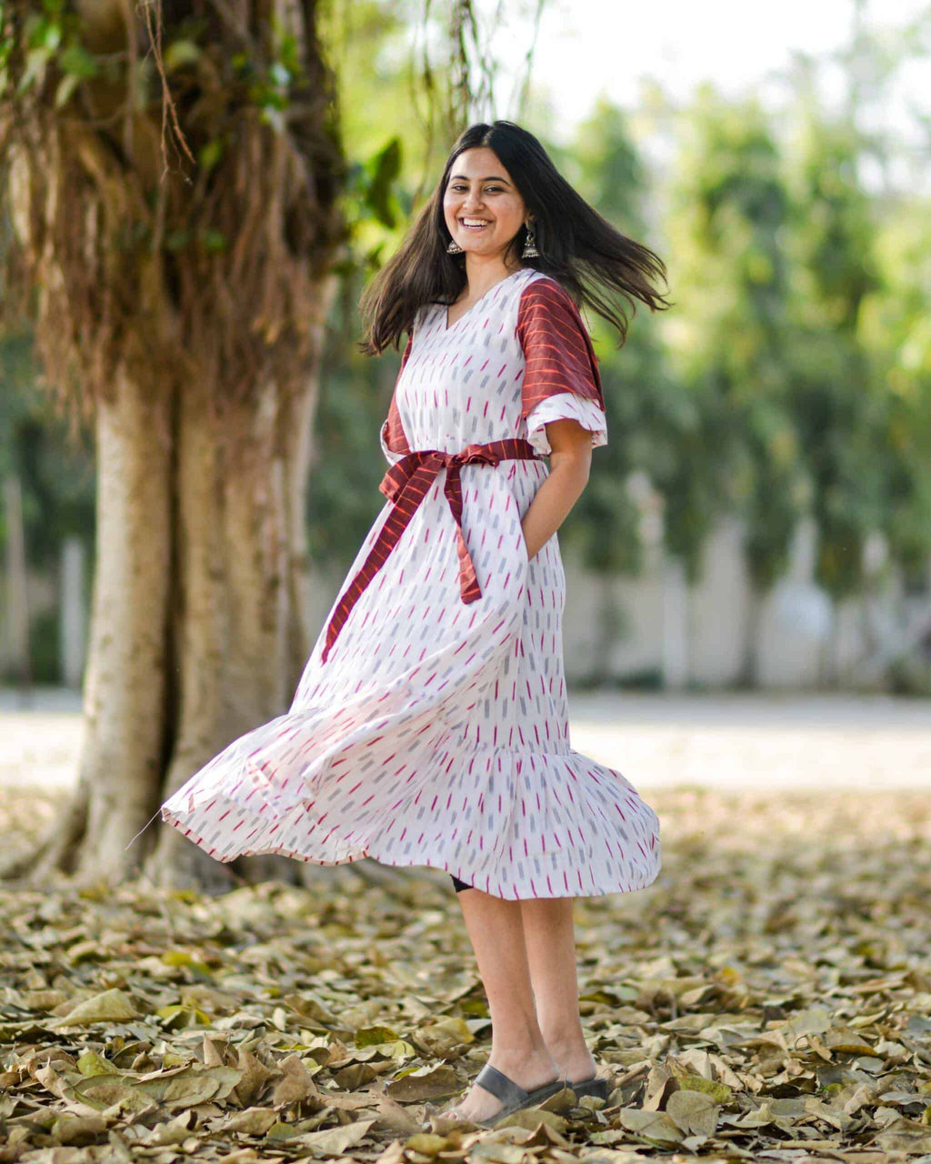 Ruby Red Ikat Maternity Dress