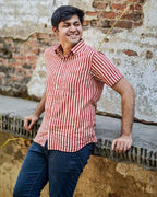 Brick Red Striped Shirt