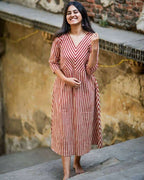 Brick Red Striped Dress