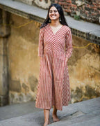 Brick Red Striped Dress