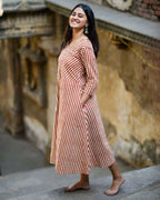 Brick Red Striped Dress
