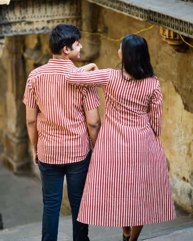 Brick Red Striped Couple