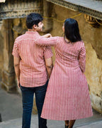 Brick Red Striped Couple