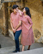 Brick Red Striped Couple